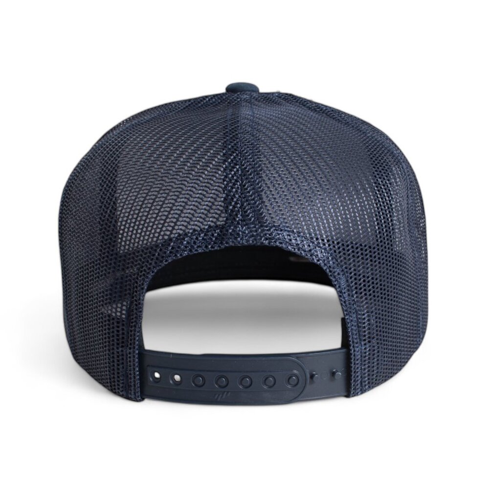 Whiskey Bent Patch Flat Brim Navy Blue Mesh Snapback - Picture 5 of 5